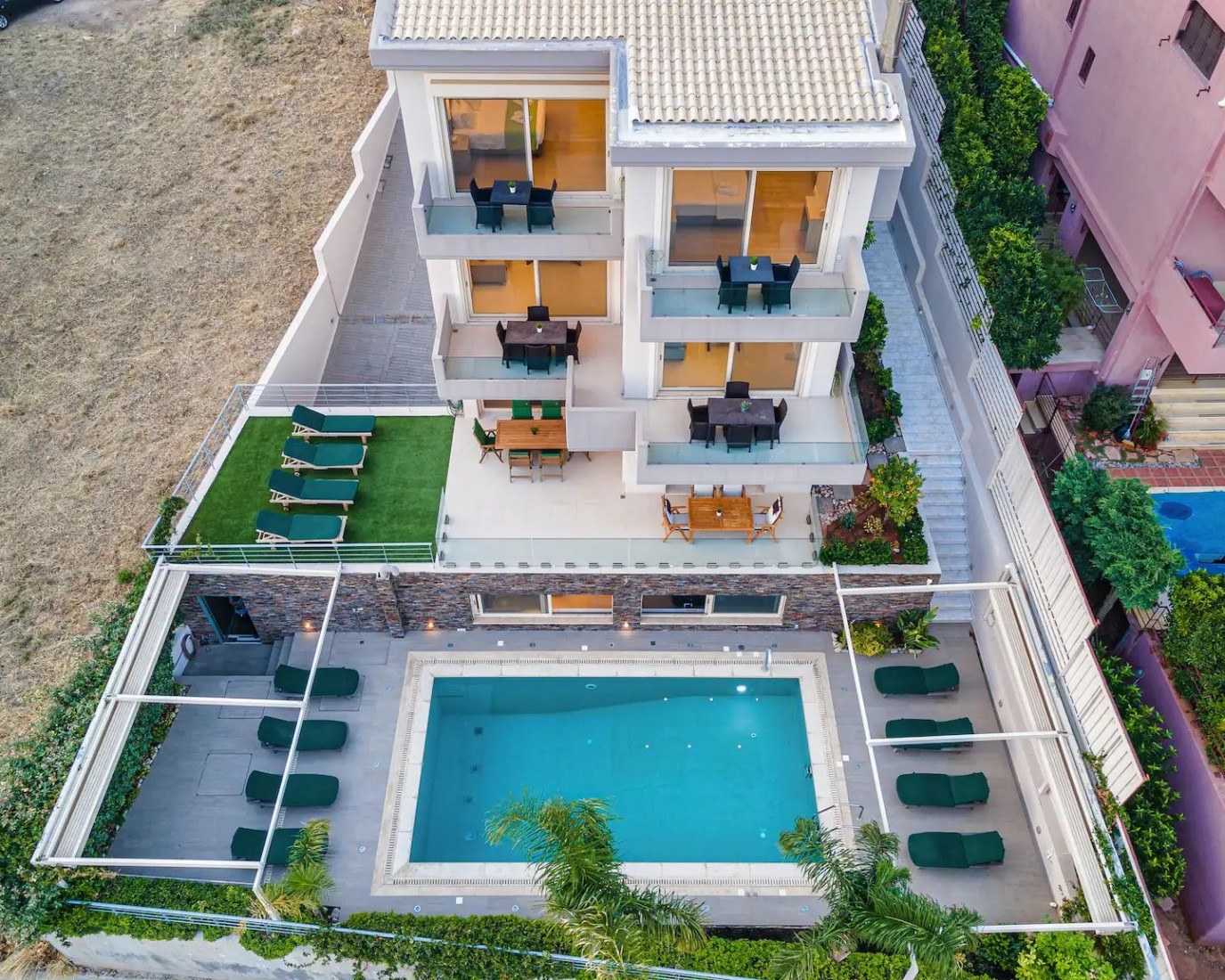 Pool and sea views at Athens Villa 3