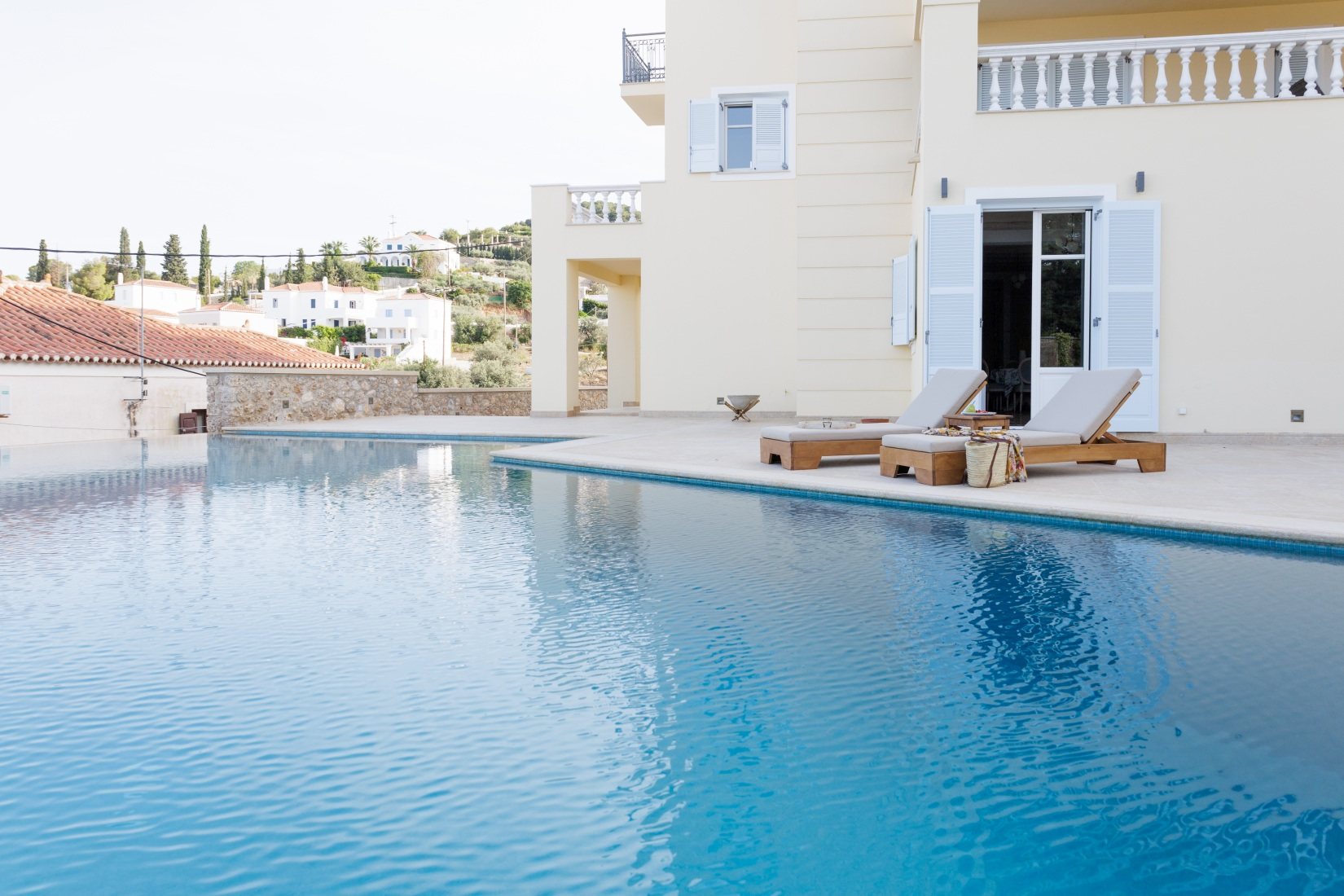 Pool terrace at 6-Bedroom Sea View Villa in Spetses